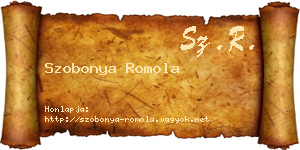 Szobonya Romola névjegykártya